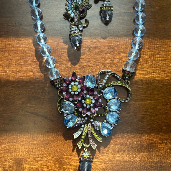 Beautiful Heidi Daus Swarovski crystal art deco necklace & clip on earrings. - Picture 9 of 14